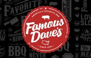 Famous Dave's credit $25.00, United States